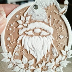 Kerstdecoratie 3D geprint +/- 9 CM kabouter houtkleur