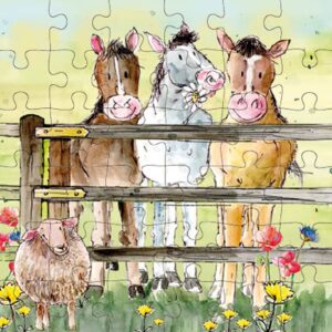 Animal Friends - Wenskaart met Puzzel - JPC014- Horses