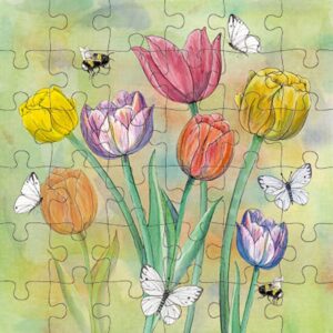 Animal Friends - Wenskaart met Puzzel - JPC019 - Tulips