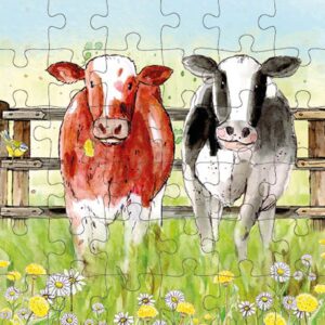 Animal Friends - Wenskaart met Puzzel - JPC033- Cows