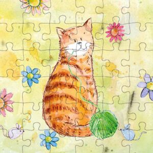 Animal Friends - Wenskaart met Puzzel - JPC036 - Red Cat
